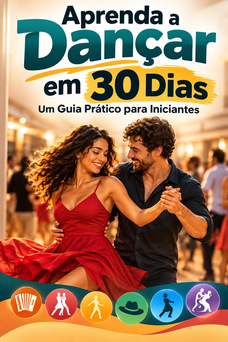 Capa do ebook Aprenda a Dançar em 30 Dias: Um Guia Prático para Iniciantes, com um casal dançando forró